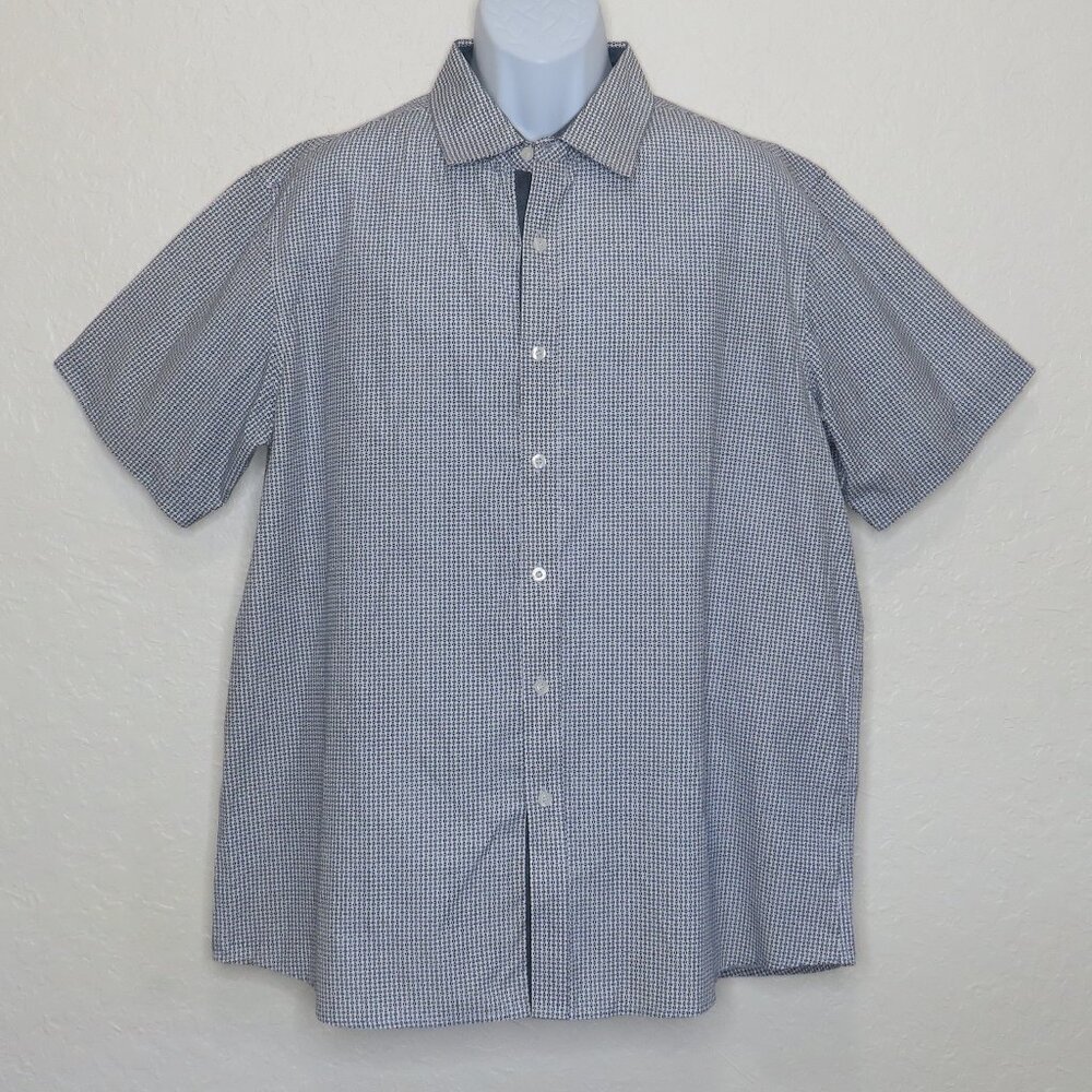 Sahara Club* Men's Short Sleeve Button Down Curved Hem BOHO Shirt~ Size X-Large